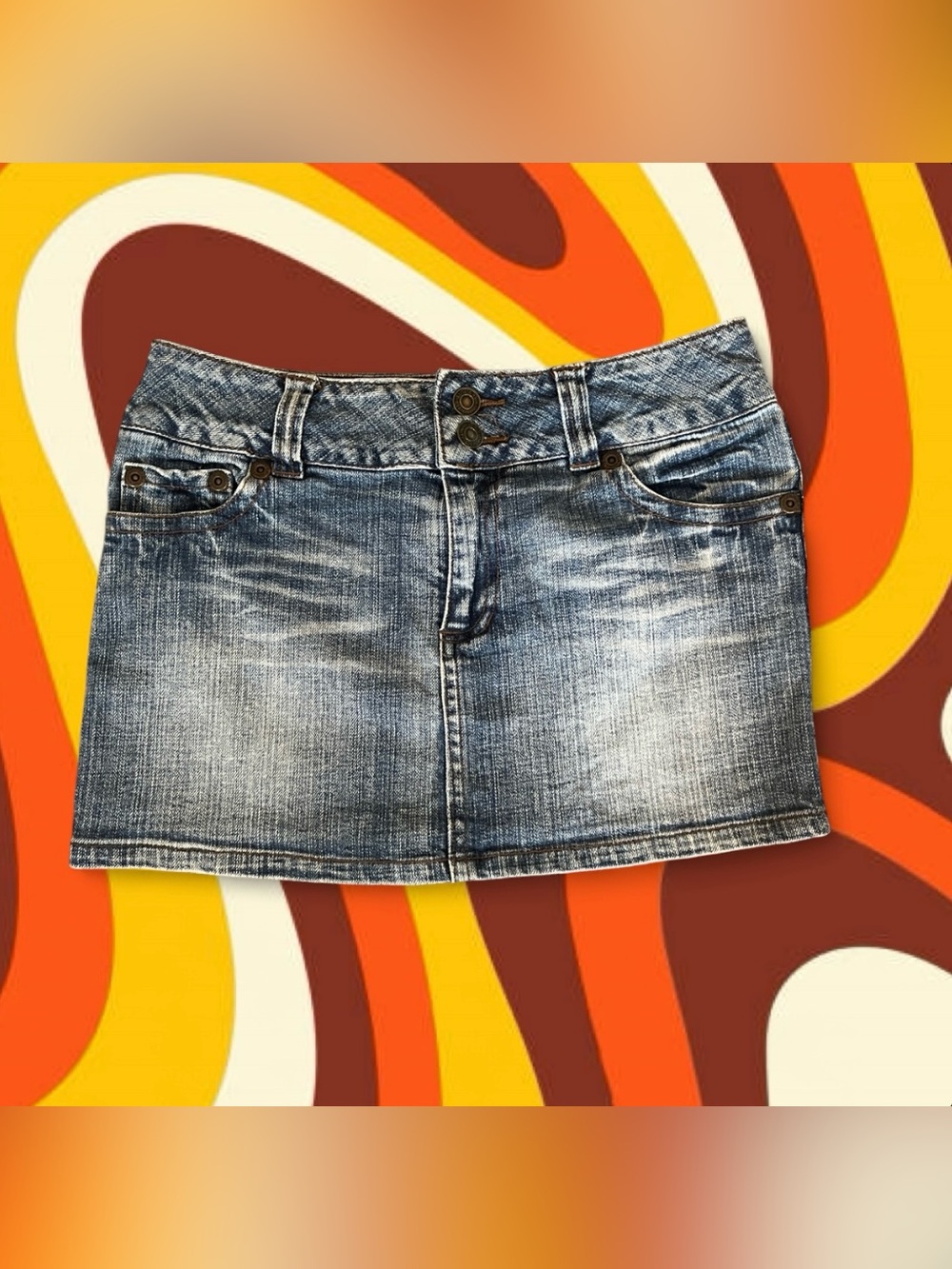 Denim Mini Skirt - Washed Blue